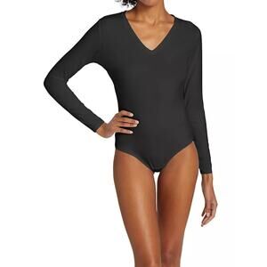 Spanx Black Long Sleeve Bodysuit V-Neck Shell Career Office Bundle Size 3X